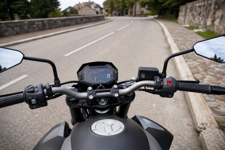 A1 kategóriával vezethető 125 köbcentiméteres motorkerékpár műszerfala és kormánya