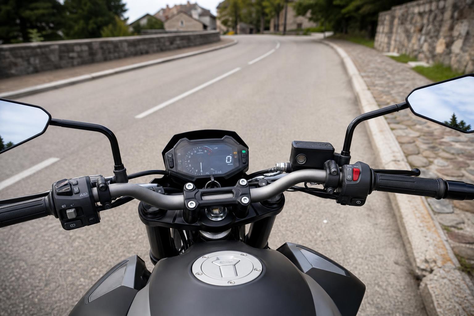 A1 kategóriával vezethető 125 köbcentiméteres motorkerékpár műszerfala és kormánya