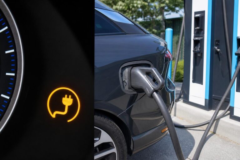 Elektromos autó CCS csatlakozóval DC-töltőállomáson