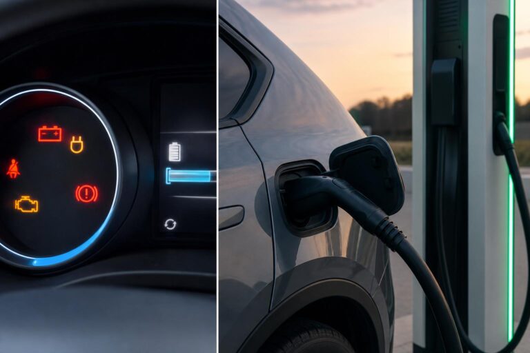 Elektromos autó csatlakoztatva DC gyorstöltőhöz, a töltési folyamat részleteivel