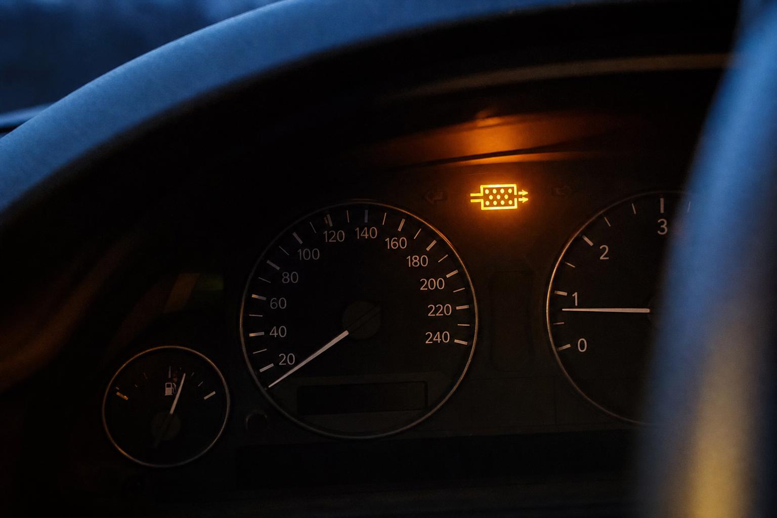 Dízel autó műszerfala világító DPF részecskeszűrő-visszajelző ikonnal