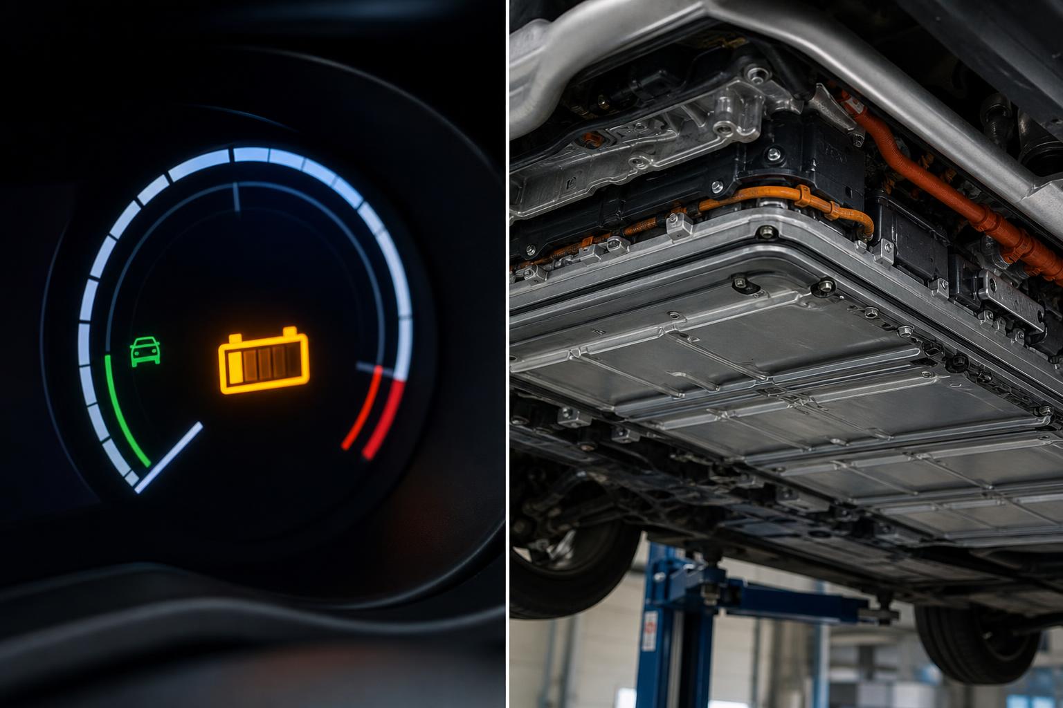 Elektromos autó nagyfeszültségű akkumulátorcsomagja és hőmenedzsment-rendszere közeli fotón