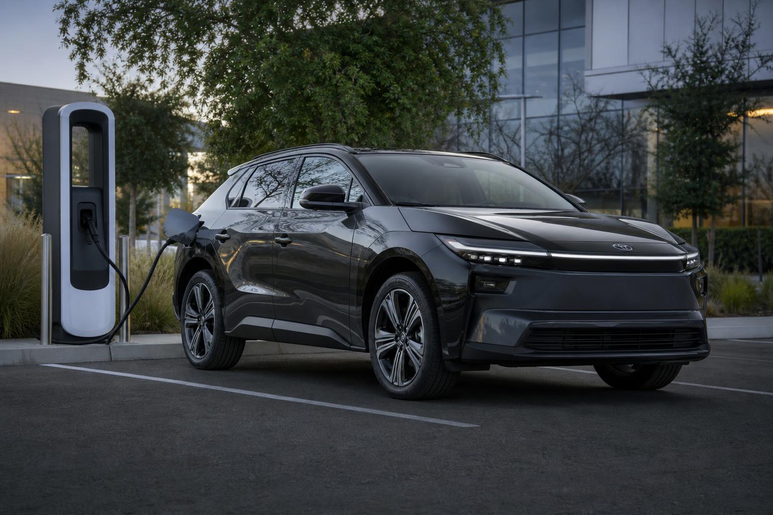 Toyota bZ elektromos crossover töltőállomáson