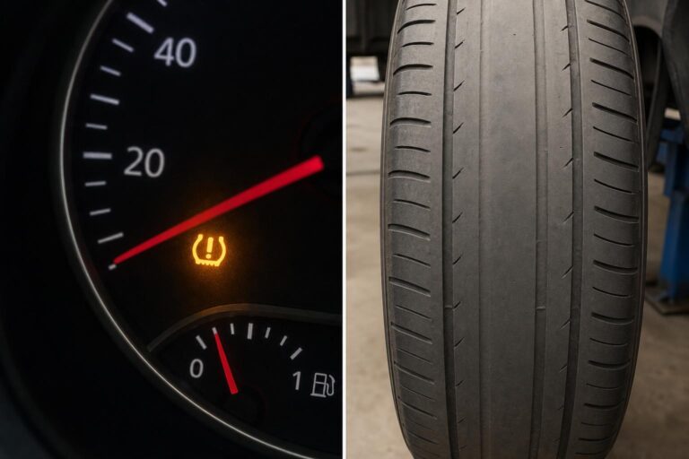 Közepe gyorsabban kopott autógumi, miközben a futófelület vállrészei mélyebb mintázatot mutatnak