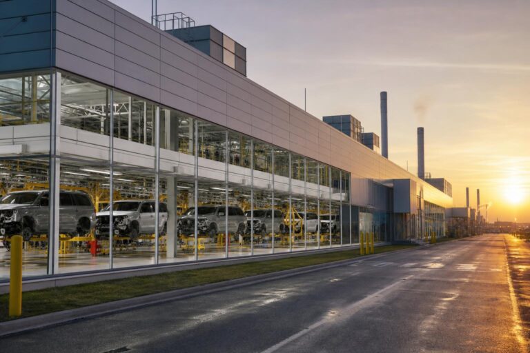 Honda hibridüzem építésének semleges látképe Ohióban