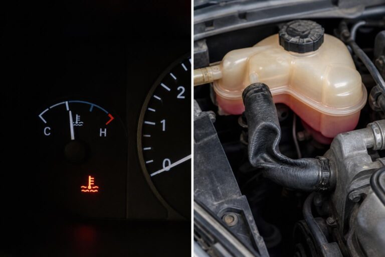 Lehűlés után összeesett hűtőfolyadékcső egy autó motorterében