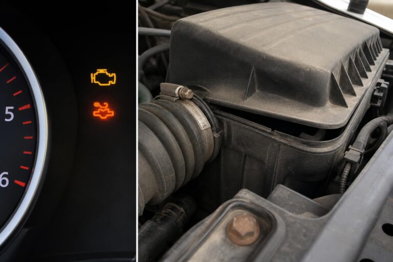 Repedt és rosszul záró levegőszűrőház egy autó motorterében