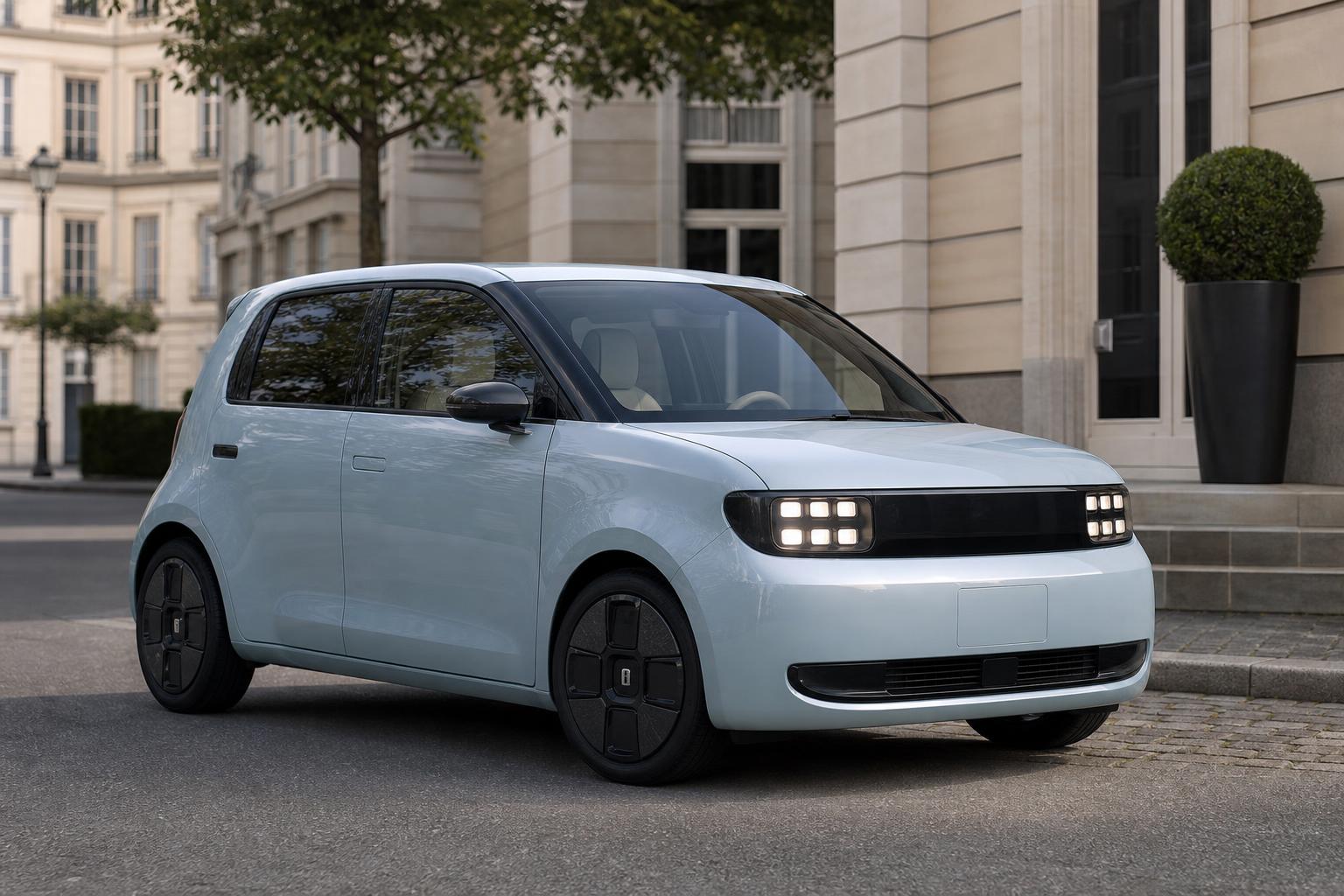 A Nissan Pixo új elektromos városi kisautója utcai környezetben