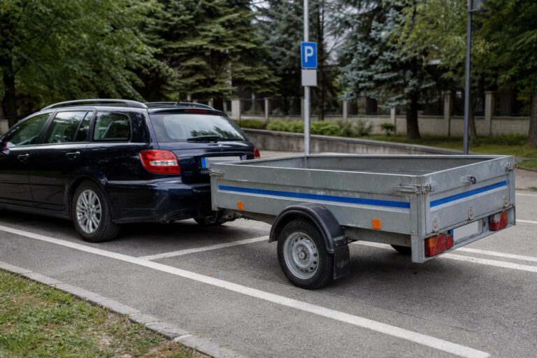 Személyautóhoz kapcsolt utánfutó szabályosan parkol kijelölt közterületi parkolóhelyen
