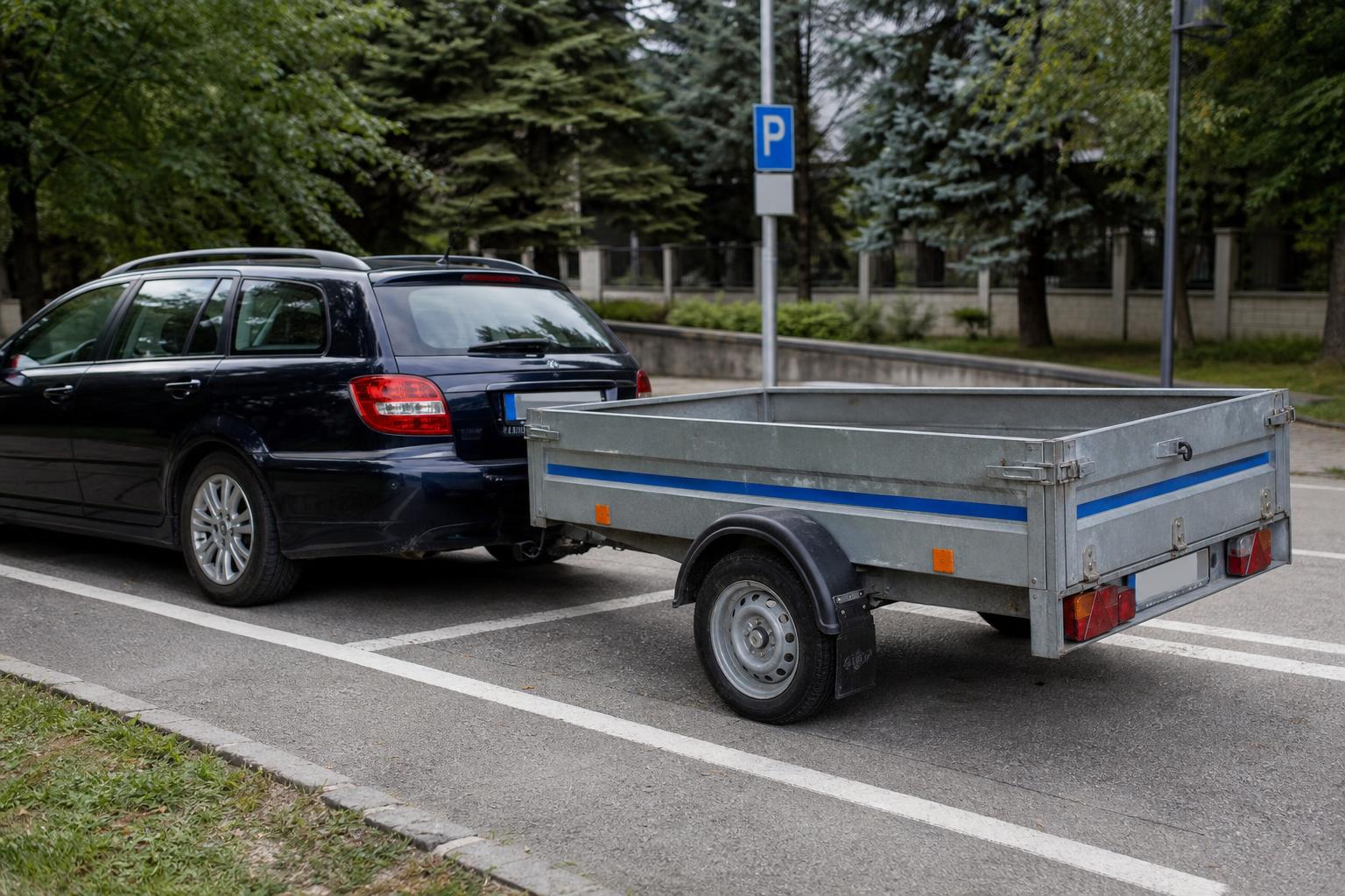 Személyautóhoz kapcsolt utánfutó szabályosan parkol kijelölt közterületi parkolóhelyen