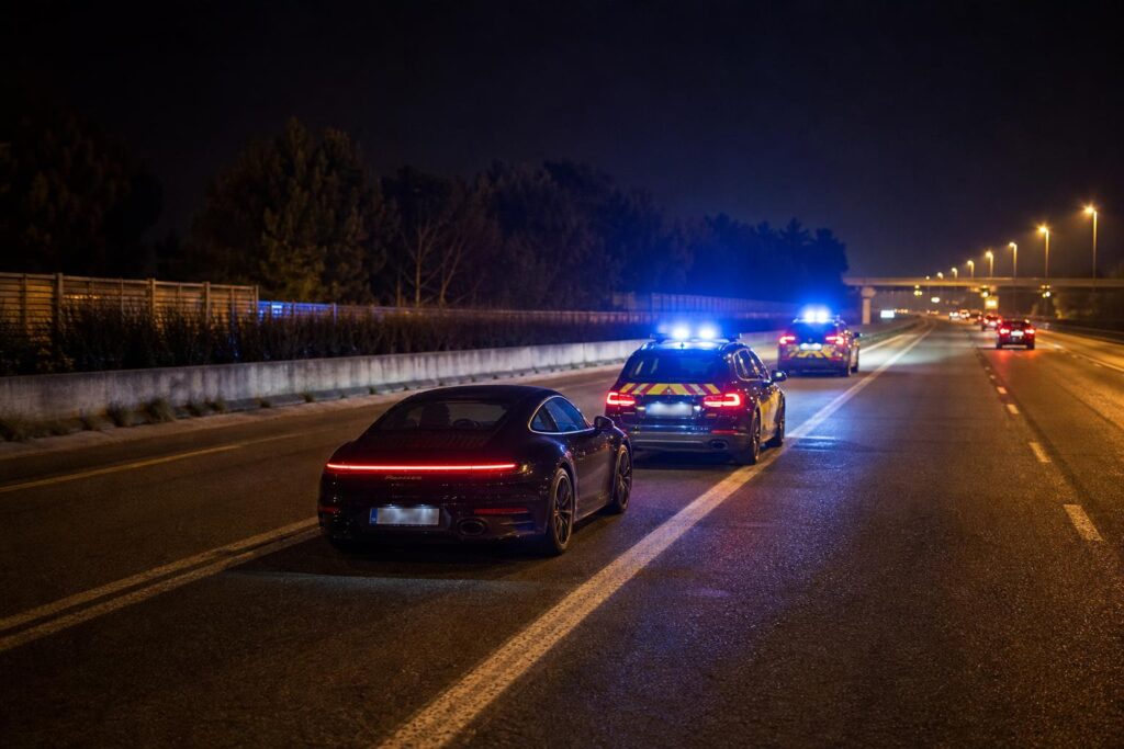 Porsche 911-et állítanak meg a francia A40-es autópályán