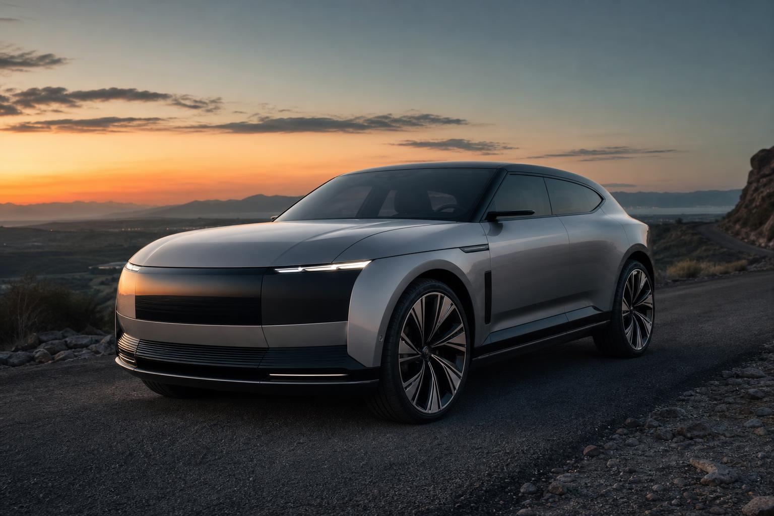 Renderelésen látható, kupészerű elektromos Range Rover GT