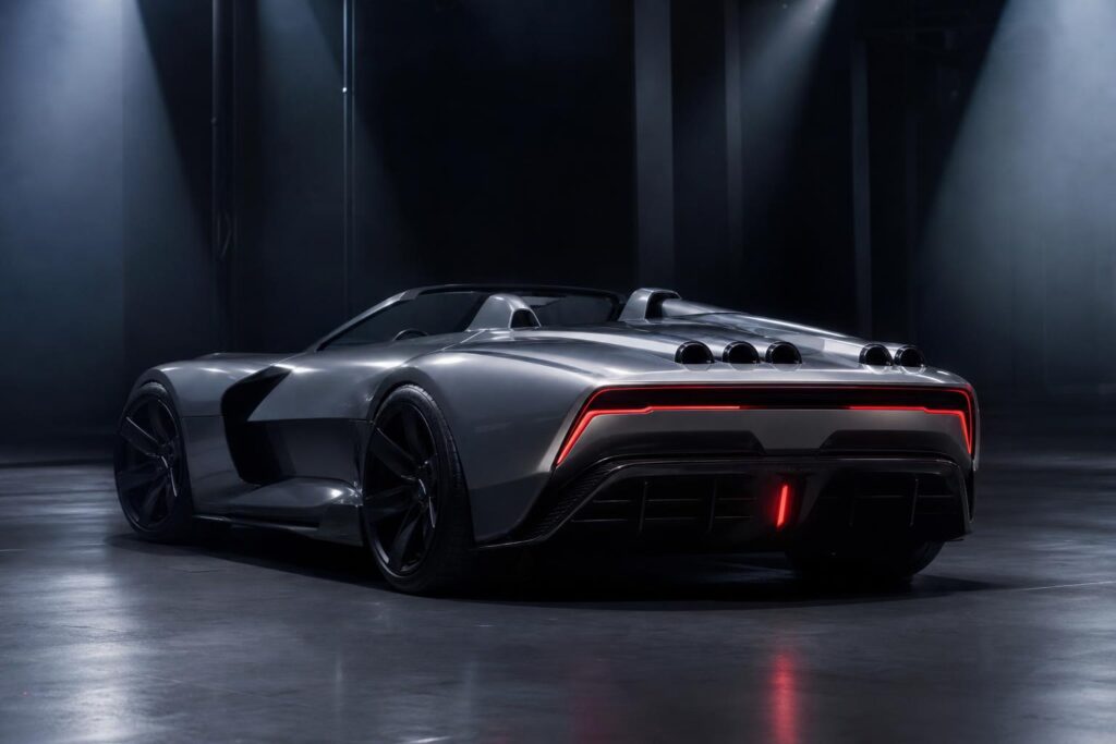 A Tesla Roadster futurisztikus prototípusa a bemutató előtt
