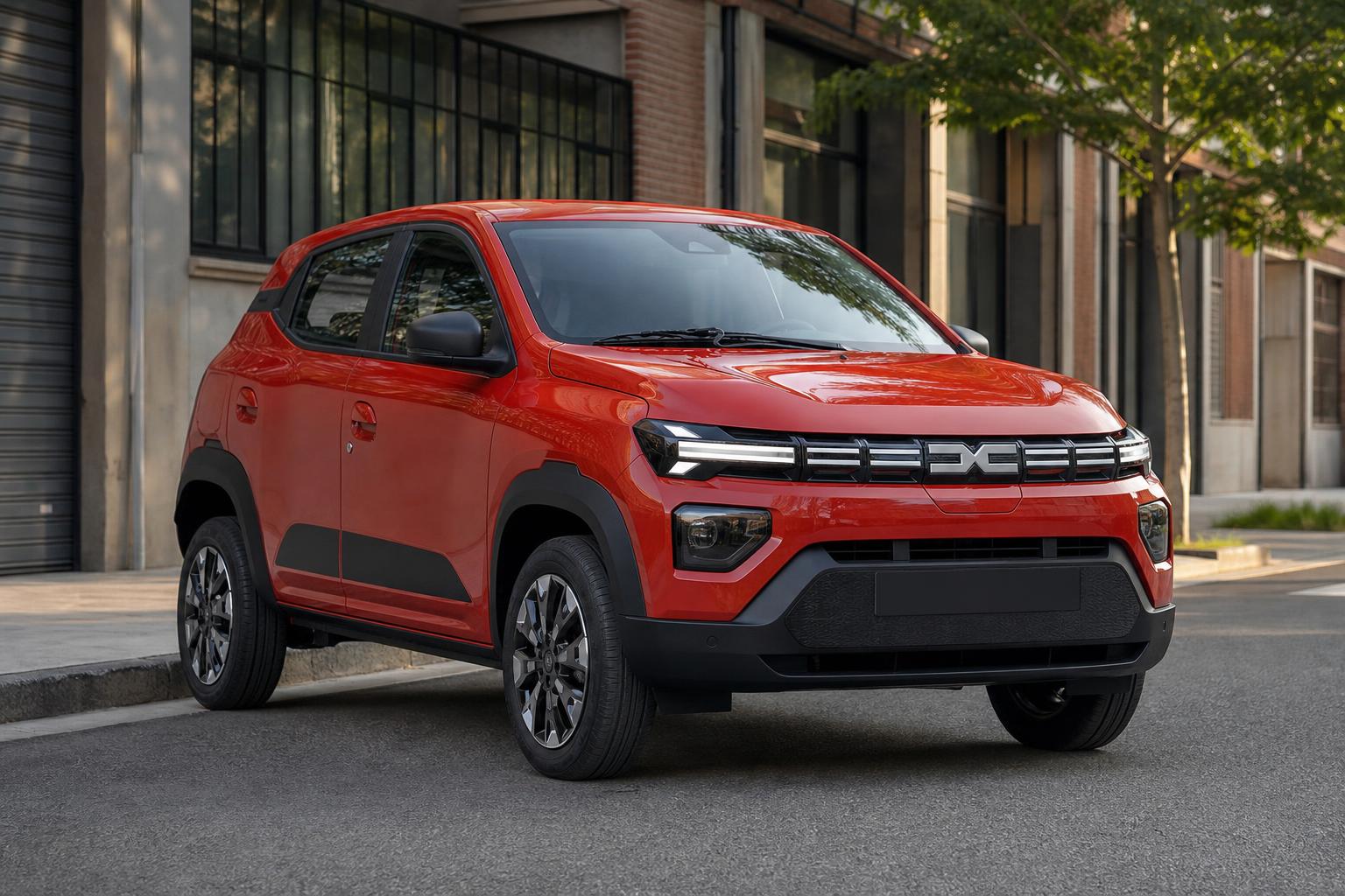 Az új Dacia Spring elektromos kisautó városi környezetben