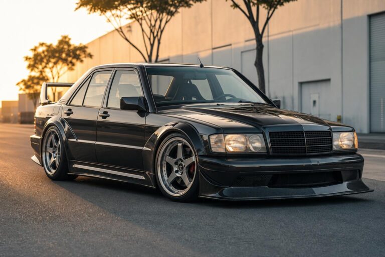 Szélesített, szénszálas karosszériájú Mercedes 190 E alapú sportautó