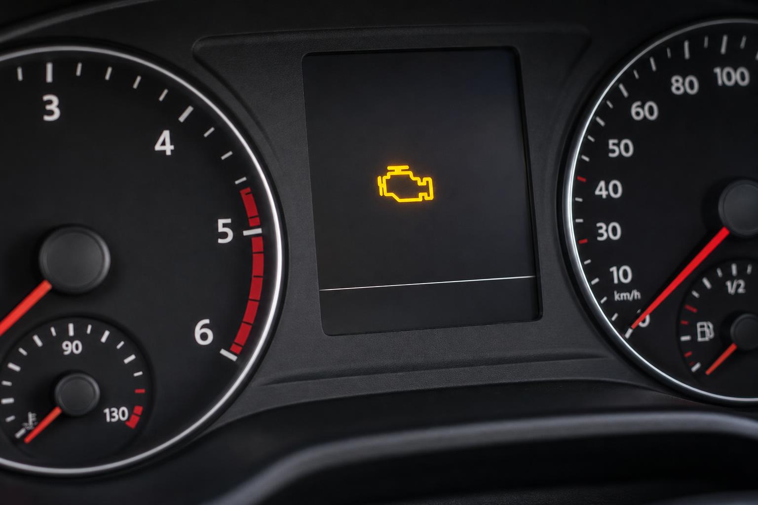 Autó műszerfala világító motorhiba-visszajelzővel wastegate-hiba gyanúja esetén