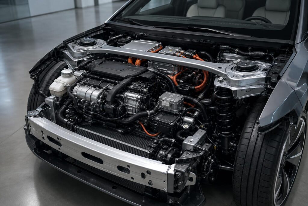 Audi elektromos autóba tervezett hatótávnövelő rendszerének szemléltetése