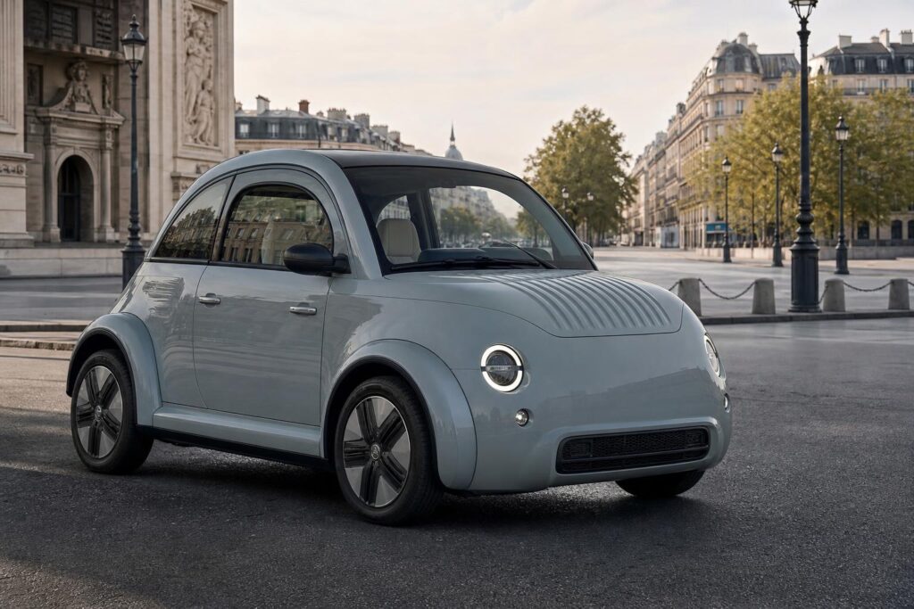 Modern elektromos Citroën 2CV ihlette városi autó Párizsban
