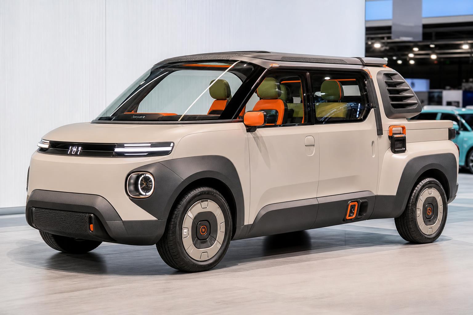 A Fiat Multiplay különleges tanulmányautója egy autószalonon