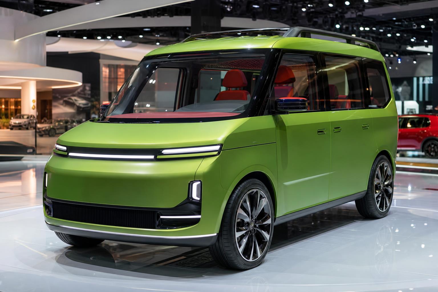 A Fiat Multiplay zöld családi van tanulmányautója a Párizsi Autószalonon