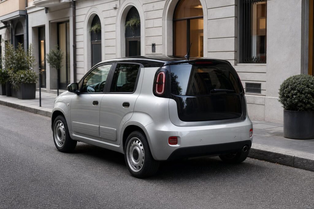 Platino színű Fiat Pandina fekete tetővel és hátsó ajtóval