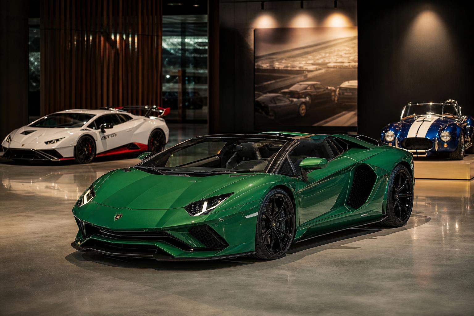 Zöld Lamborghini Aventador és más különleges autók egy stuttgarti árverésen