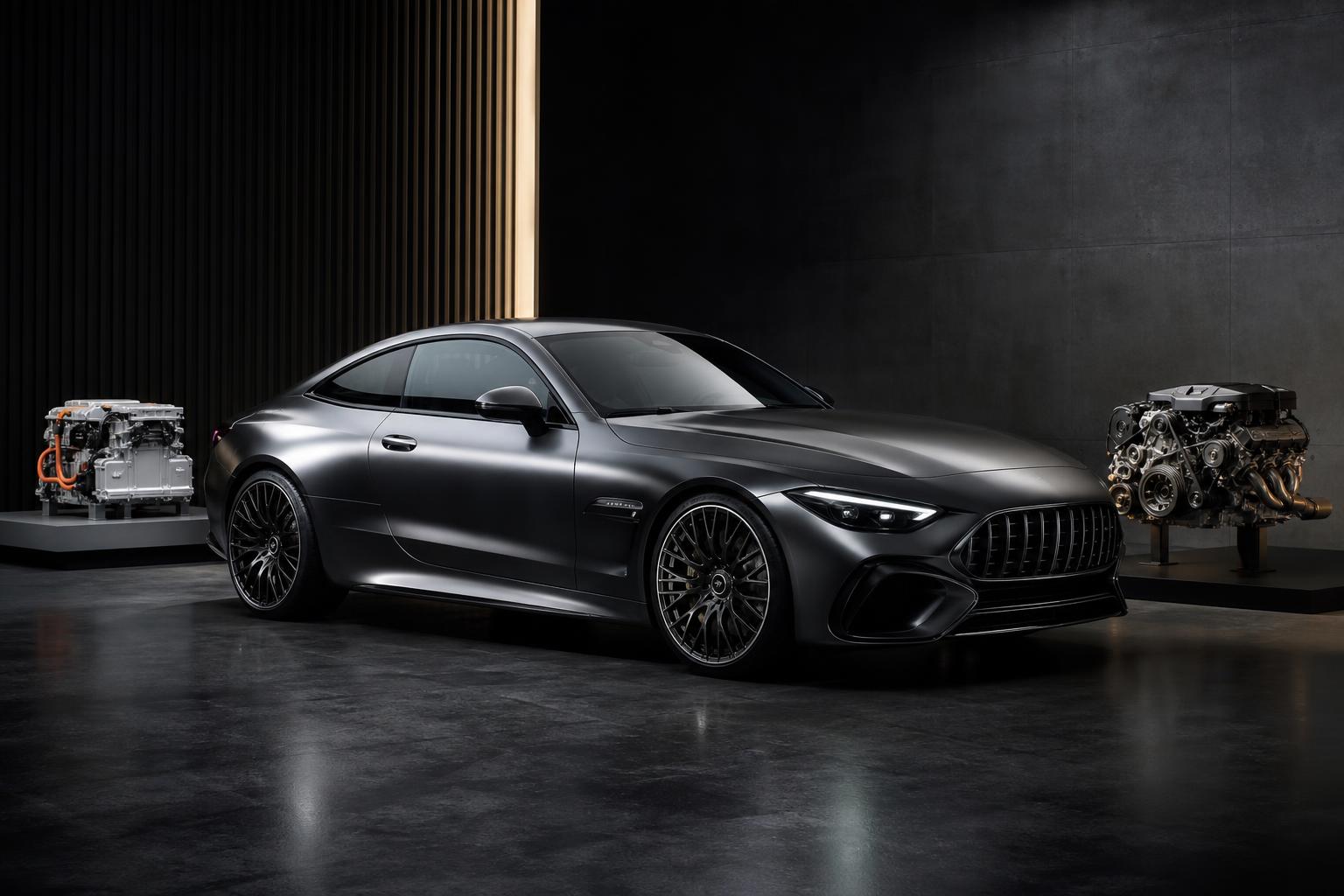 Nagy teljesítményű Mercedes-AMG kupé stúdióvilágításban