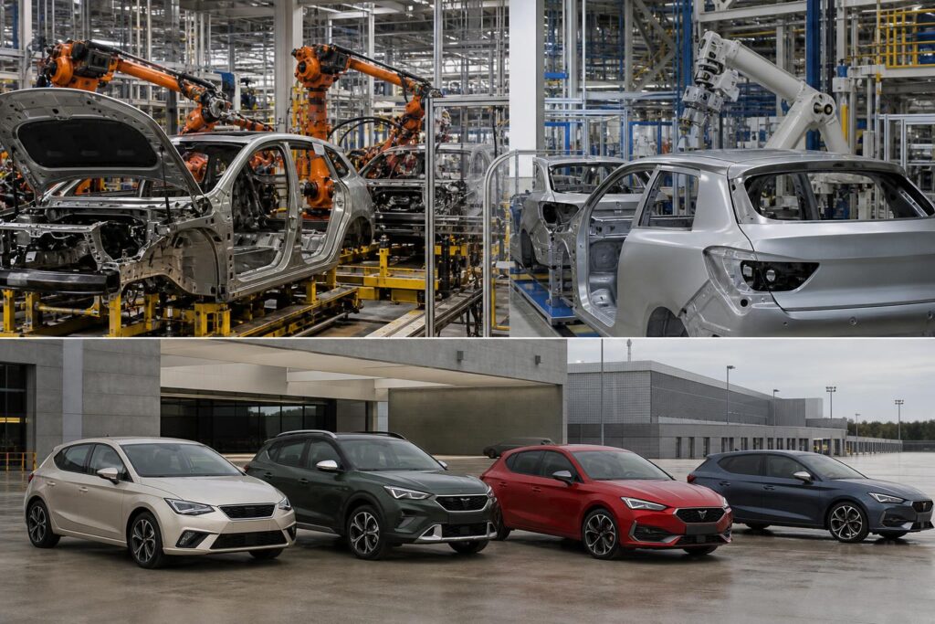 Seat modellek egy spanyolországi autógyár környezetében