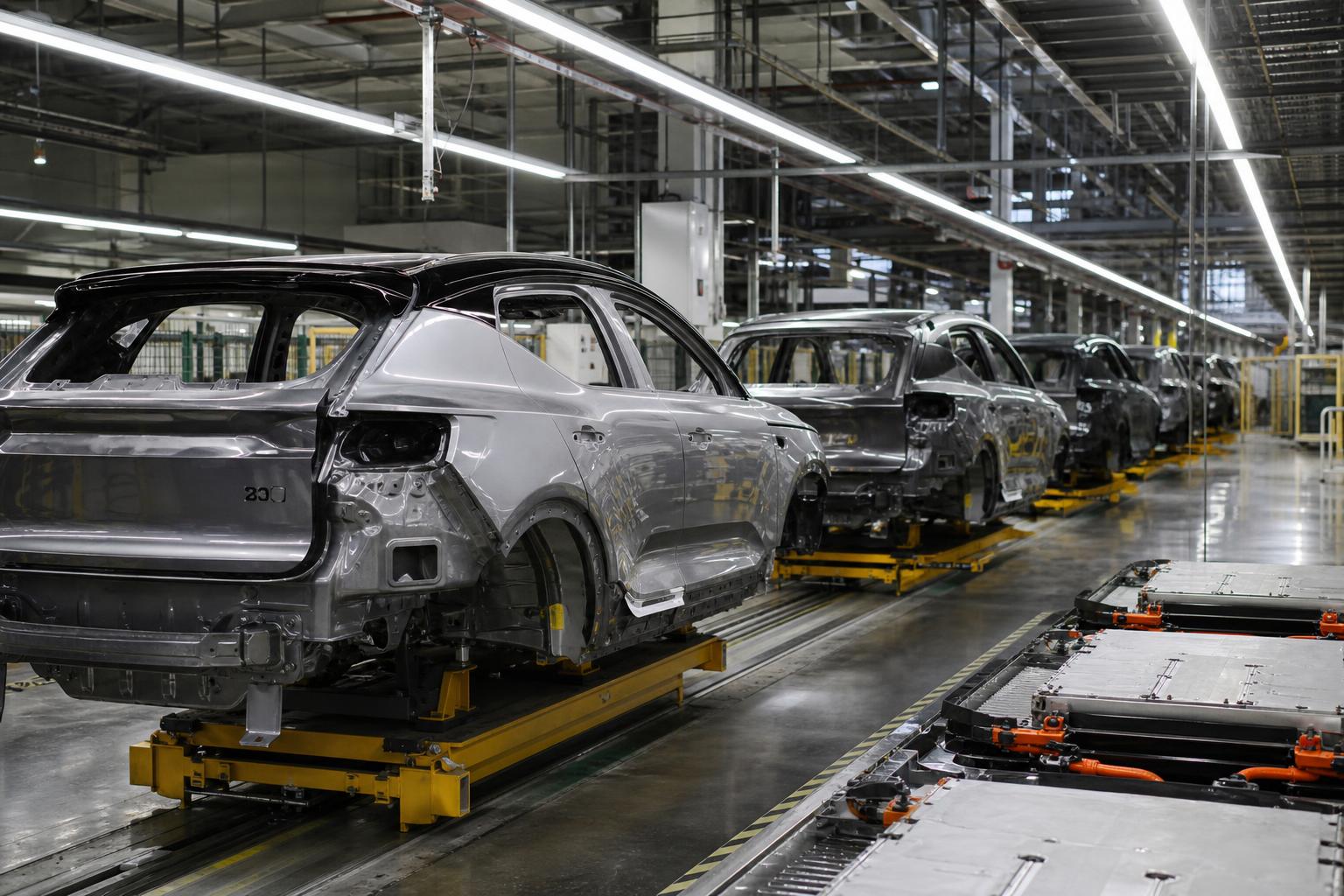 Átmenetileg leállított európai autógyári összeszerelő sor elektromos modellekkel