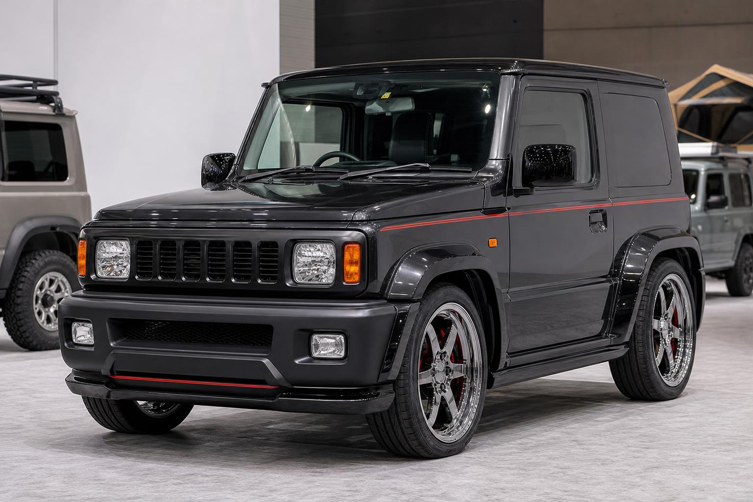 GMC Typhoon stílusára átépített Suzuki Jimny szögletes fényszórókkal