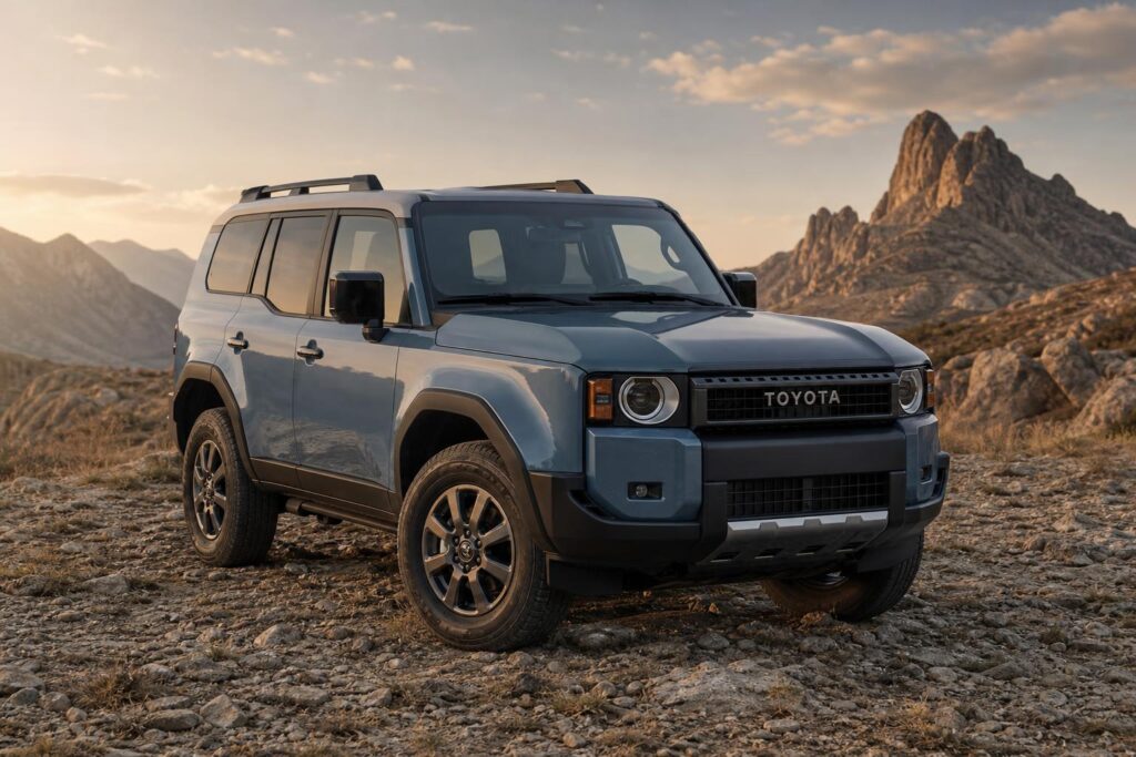 Toyota Land Cruiser 75th Anniversary kerek fényszórókkal és Smoky Blue fényezéssel