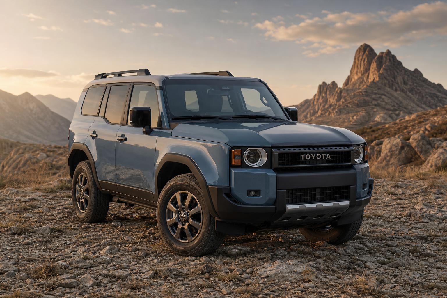 Toyota Land Cruiser 75th Anniversary kerek fényszórókkal és Smoky Blue fényezéssel