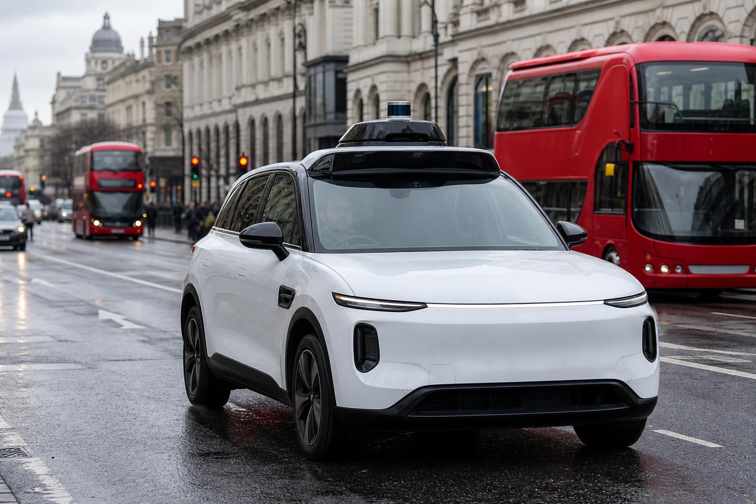 Önvezető elektromos taxi London zsúfolt utcáján