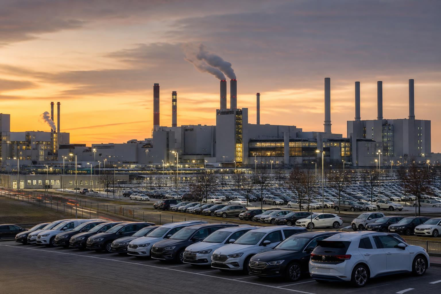 Volkswagen-üzem és autógyártó ipari környezet a bérbefagyasztási tervek kapcsán